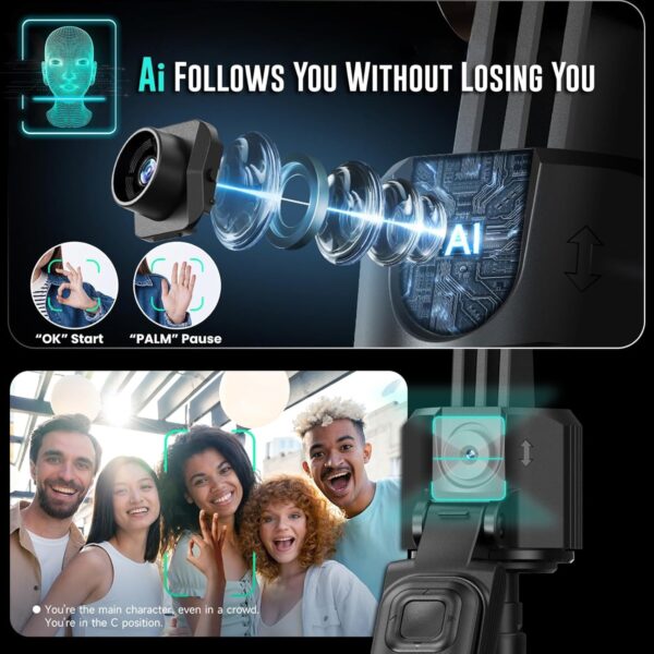 1774367585_FKU-C17-Auto-Face-Tracking-AI-Gimbal-Selfie-Stick-Tripod-Stand-3-in-1-Multifunctional-Design-Detachable-Bluetooth-Remote-Compatible-for-iPhoneAndroid-Best-for-VloggingPhoto-Shoot.jpg FKU C17 Auto Face Tracking AI Gimbal Selfie Stick Tripod Stand 3 in 1 Multifunctional Design, Detachable Bluetooth Remote Compatible for iPhone/Android, Best for Vlogging/Photo Shoot