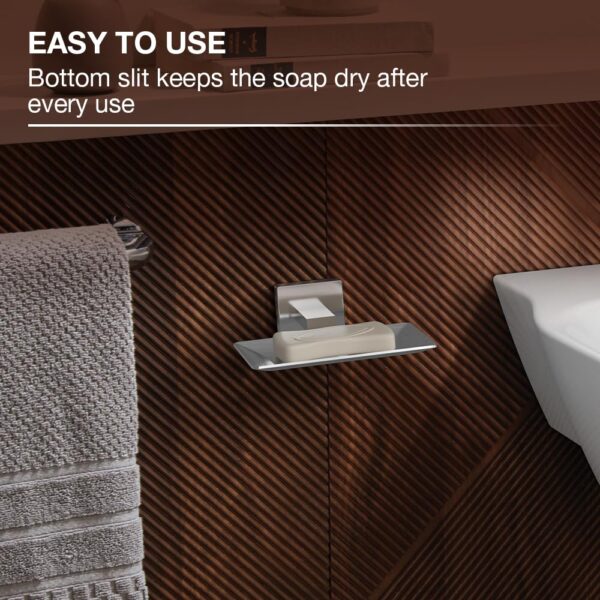 Kohler Soap Dish,SS304 Stainless Steel, 2 Years Warranty, Brushed Steel Finish, 12.3cm x 12.15cm x 4.65cm LBH, Easy to use Ergonomic Design, 23kg Load Bearing Capacity