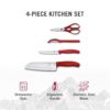 Victorinox Swiss Classic 4 Pc Knife Set - Stainless Steel Cutting, Chopping & Peeling Knives, Red, Swiss Made