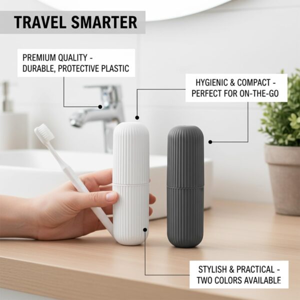 Toothbrush Holders Box Container Case Cover for Makeup Cosmetic Pencil Bathroom Shelf Office Stand Wall Mounted Storage Organizer Travel Accessories (Pack of 1)