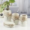 Kookee Ceramic Bathroom Set – Stylish 4 Piece Bath Accessories Kookee Ceramic Bathroom Set – Stylish 4 Piece Bath Accessories Kit with Soap Dispenser, Toothbrush Holder, Tumbler & Soap Dish – Modern & Designer Decor for Home & Guest Bathrooms (11122)
