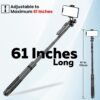 FKU L16 61" Tall Selfie Stick Aluminum Tripod Stand with Remote & P05 Auto Face Tracking Mobile Phone Holder, Compatible with iPhone/Android/GoPro (L16+P05 Auto Face Tracking Mobile Phone Holder)
