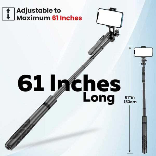 FKU L16 61" Tall Selfie Stick Aluminum Tripod Stand with Remote & P05 Auto Face Tracking Mobile Phone Holder, Compatible with iPhone/Android/GoPro (L16+P05 Auto Face Tracking Mobile Phone Holder)