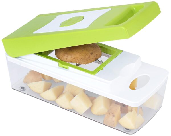 Amazon Brand - Solimo 15-in-1 Stainless Steel Multipurpose Vegetable and Fruit Chopper, Green