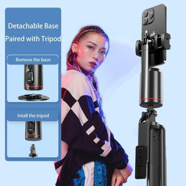FKU Auto Face Tracking - 360° Rotating Smart Shooting Holder with Gesture Control | Detachable Stand Tripod for Vlogging, Streaming, Reels| Rechargeable (Q02 Auto Face Tracking Mobile Holder)