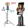 FKU Auto Face Tracking - 360° Rotating Smart Shooting Holder with Gesture Control | Detachable Stand Tripod for Vlogging, Streaming, Reels| Rechargeable (Q02 Auto Face Tracking Mobile Holder)