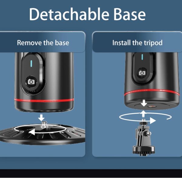 FKU Auto Face Tracking - 360° Rotating Smart Shooting Holder with Gesture Control | Detachable Stand Tripod for Vlogging, Streaming, Reels| Rechargeable (Q02 Auto Face Tracking Mobile Holder)