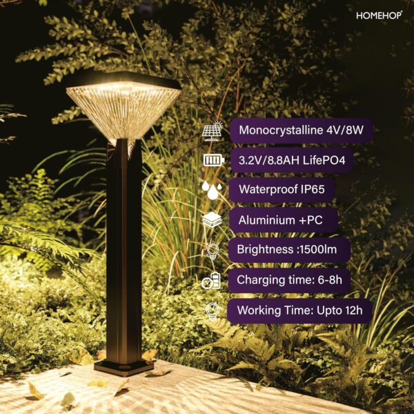 Solar Light Outdoor Garden Waterproof Automatic Diamond Decorative Pathway Lamp for Home, Lawn, Landscape Patio, Walkway (Aluminium, 3 Colour Modes)