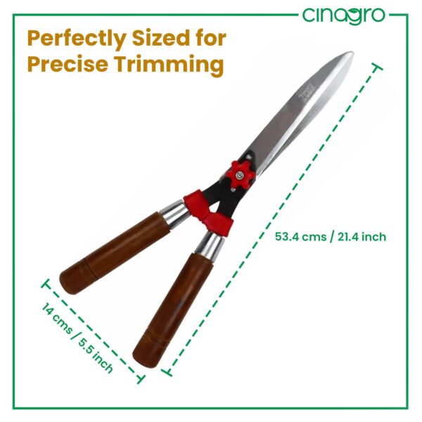 Cinagro Hedge Shears for Gardening (1 Pc, Metal Blade, Wooden Handle), Heavy Duty Hedge Pruner Shear Cutter & Plant Branch Cutter for Lawns or Garden, Garden Scissors for Cutting Plant Stem