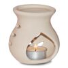 Pure Source India Ceramic Clay Candle Operated Aroma Burner|Oil Diffuser Coming with 1 Tea Candle (Ivory White; 9 Cm)