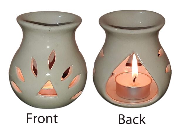 Pure Source India Ceramic Clay Candle Operated Aroma Burner|Oil Diffuser Coming with 1 Tea Candle (Ivory White; 9 Cm)