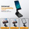 WeCool T2 Foldable and Portable Tabletop Mobile Stand with Stable Base,Height and View Angle Adjustable Phone Stand,Ideal Mobile Holder for Smartphones,Tablets, Kindles