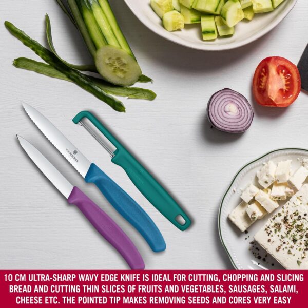 1774432252_Victorinox-Swiss-Made-Stainless-Steel-Swiss-Classic-Paring-Knife-Kitchen-Knife-810-cm-StraightWavy-Edge-with-I-Peeler-Set-3-Pcs-GreenPurpleBlue-6.7116.33C1.jpg Victorinox Swiss Made Stainless Steel Swiss Classic Paring Knife Kitchen Knife 8,10 cm Straight/Wavy Edge with I-Peeler Set (3 Pcs) Green/Purple/Blue | 6.7116.33C1