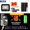 Homehop Solar Light Outdoor Home 40W LED Flood Waterproof Automatic Security Wall Lamp for Home, Garden, Balcony, Pathway and Patio (4AH, ABS, Cool White)