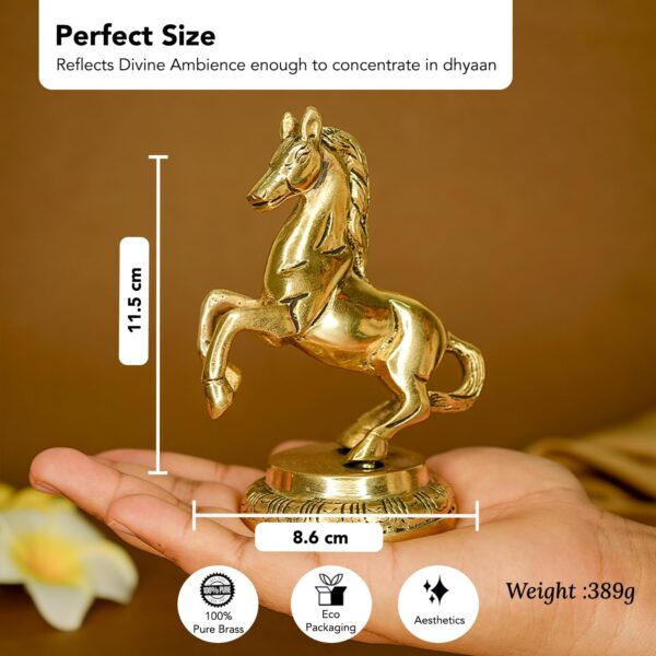 Ekhasa 100% Pure Brass Jumping Horse Statue Showpiece for Home Decor | Running Horse Statues for Vastu & Good Luck | Horse Show Piece for Office Table | Antique Brass Items for Housewarming Gift