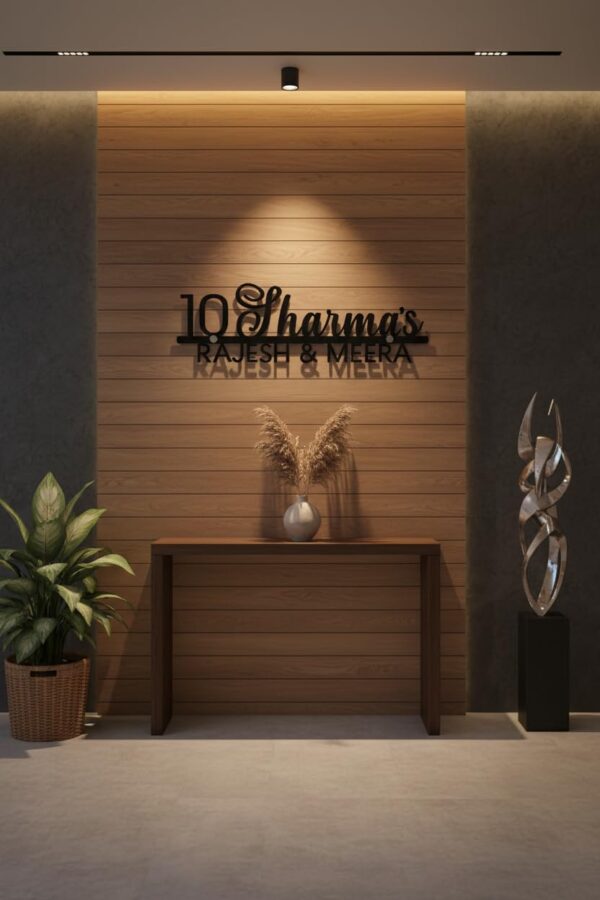 UNKAR EXPORTS INIDA Customizable Metal Name Plate for Home Entrance | Personalized 3D Laser Cut Nameplate for House Door | Outdoor Indoor Wall Decor | Stylish Family Name Sign