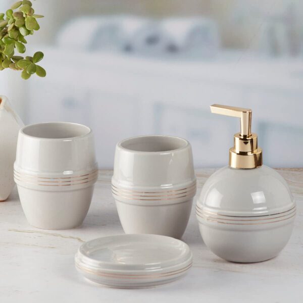 1774445692_Kookee-Ceramic-Bathroom-Set-–-Stylish-4-Piece-Bath-Accessories-Kit-with-Soap-Dispenser-Toothbrush-Holder-Tumbler-Soap-Dish-–-Modern-Designer-Decor-for-Home-Guest-Bathrooms-Grey-8224.jpg Kookee Ceramic Bathroom Set – Stylish 4 Piece Bath Accessories Kit with Soap Dispenser, Toothbrush Holder, Tumbler & Soap Dish – Modern & Designer Decor for Home & Guest Bathrooms, Grey (8224)