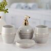 1774445693_Kookee-Ceramic-Bathroom-Set-–-Stylish-4-Piece-Bath-Accessories-Kit-with-Soap-Dispenser-Toothbrush-Holder-Tumbler-Soap-Dish-–-Modern-Designer-Decor-for-Home-Guest-Bathrooms-Grey-8224.jpg Kookee Ceramic Bathroom Set – Stylish 4 Piece Bath Accessories Kit with Soap Dispenser, Toothbrush Holder, Tumbler & Soap Dish – Modern & Designer Decor for Home & Guest Bathrooms, Grey (8224)