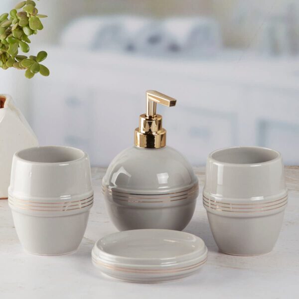 1774445693_Kookee-Ceramic-Bathroom-Set-–-Stylish-4-Piece-Bath-Accessories-Kit-with-Soap-Dispenser-Toothbrush-Holder-Tumbler-Soap-Dish-–-Modern-Designer-Decor-for-Home-Guest-Bathrooms-Grey-8224.jpg Kookee Ceramic Bathroom Set – Stylish 4 Piece Bath Accessories Kit with Soap Dispenser, Toothbrush Holder, Tumbler & Soap Dish – Modern & Designer Decor for Home & Guest Bathrooms, Grey (8224)