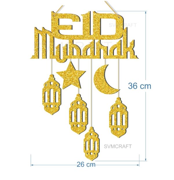 1774448888_SVM-CRAFT®-Eid-Mubarak-Wooden-Hanging-Planks-with-Golden-Glitter-Finish-Door-Living-Room-Office-Decor-Festive-Gift.jpg SVM CRAFT® Eid Mubarak Wooden Hanging Planks with Golden Glitter Finish | Door, Living Room & Office Decor | Festive Gift