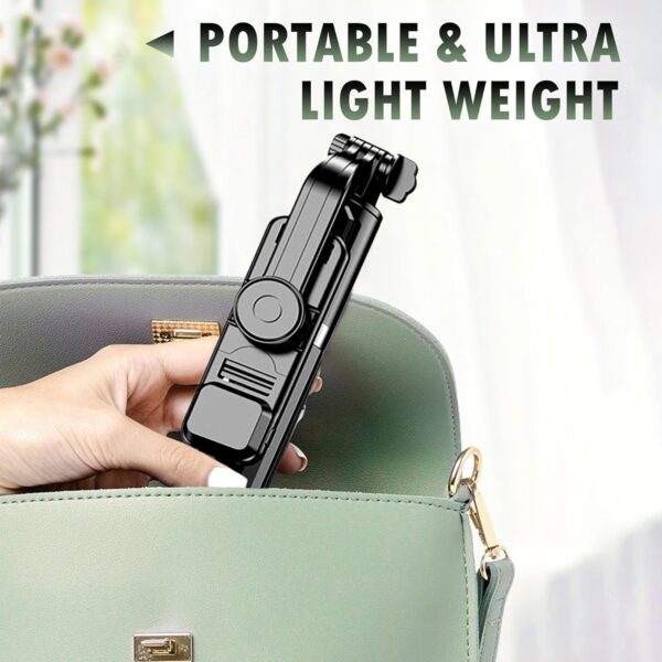 Kratos Upgraded 2026 Selfie Stick Tripod,100CM Length with Light, 3 in 1 Multifunctional Design,Rechargable LED Light with Two Brighness Levels for Make up,Selfie & Photo Shoot with Bluetooth Remote