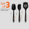 Carrot - Silicone Spatula Set of 3, Large Heat Resistant Spatula for Cooking, Baking and Mixing, Non-Stick Cookware for Kitchen, BPA Free, Flexible, Seamless Design (Black)