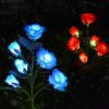 GIGALUMI GL-913 5 LED Solar Rose Garden Light with 2V Panel 600mAh Battery IP65 Waterproof Colour Changing 5 Flower Head Stake Lamp for Outdoor Lawn Pathway Decoration (Pack of 1, RGB)