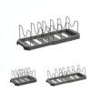 STAR WORK Expandable Pull-Out Pan & Pot Organizer Pan Dish Rack Stand Organizer for Cabinet Kitchen Cabinet Cookware Baking Frying Rack (BLACK)