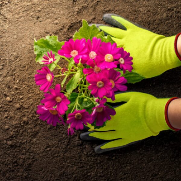 TrustBasket Gardening Gloves - Ergonomically Designed, Breathable Material, Crinkle Finish for Superior Grip, Polyester Cotton Seamless Liner, Heavy Duty Hand Gloves Farming & Agriculture