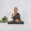 Bronze Buddha Statue with Dark Textured Robe Meditative Figurine in Abhaya & Dhyana Mudra for Home Decor, Yoga, and Spiritual Spaces (15 inch/ 38cm) Dark Olive with Bronze Color