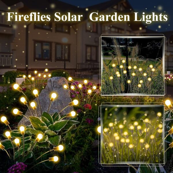 LITVERSE Solar Garden Lights, 16 LED Firefly Lights Solar Outdoor Waterproof Swaying Lights for Outside Fairy Garden Decor Yard Patio Pathway (Warm White)