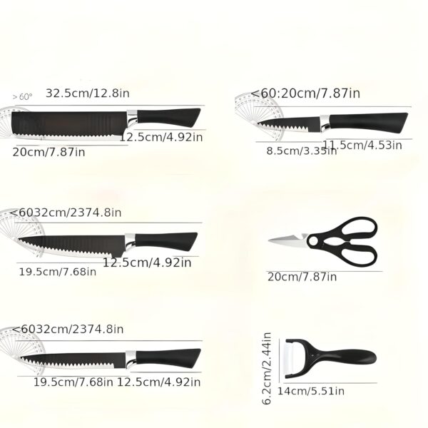 1774489850_Oblivion-Kitchen-Knife-Set-of-6-Stainless-Steel-Meat-Knife-Chefs-Knife-with-Non-Slip-Handle-for-Home-Kitchen-and-Restaurant-with-Chef-Peeler-and-Scissor-Black.jpg Oblivion Kitchen Knife Set of 6 | Stainless Steel Meat Knife, Chef's Knife with Non-Slip Handle for Home, Kitchen and Restaurant with Chef Peeler and Scissor (Black)