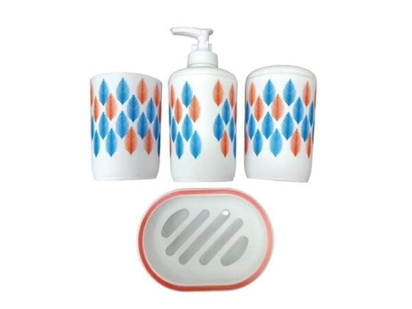 1 Set of 4Pcs Toothbrush Toothpaste Holder Leaf Print Bathroom Accessory Soap Shampoo Dispenser Cup Dish Decor Accessories Vanity Countertop DishShampoo BottleToothbrush.