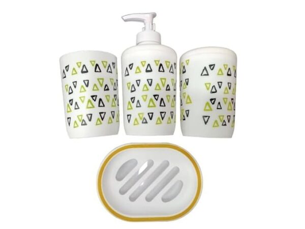 1 Set of 4Pcs Toothbrush Toothpaste Holder Leaf Print Bathroom Accessory Soap Shampoo Dispenser Cup Dish Decor Accessories Vanity Countertop DishShampoo BottleToothbrush.