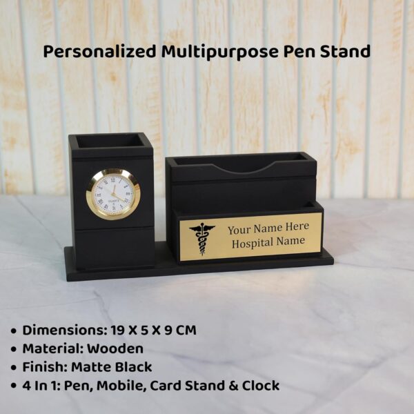 1774493095_Deskart-Doctor-Pen-Stand-Customized-Desk-Organizer-for-Doctors-and-Medical-Aspirants-with-Pencil-Holder-Clock-Mobile-Visiting-Card-Holder-and-Personalized-Name-Engraved-Plate.jpg Deskart Doctor Pen Stand | Customized Desk Organizer for Doctors and Medical Aspirants with Pencil Holder, Clock, Mobile, Visiting Card Holder and Personalized Name Engraved Plate