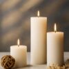 Homesake® Pillar Candles Set of 3, Width 2" High 2" 4" 6" Large Paraffin Soy Wax Pillar Candles Aesthetic Modern Home Decor for Bathroom Living Room Diwali Gifts (White)
