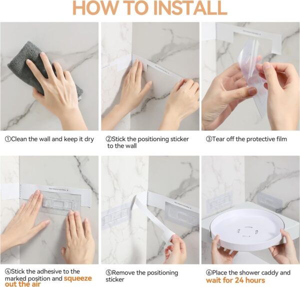 360° Rotate Bathroom Shelf, Self Adhesive Wall Mounted Bathroom Shelves, Bathroom Organiser for Bathroom Accessories Organiser Without Drill (Pack of 2, White)