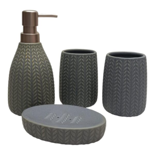Kookee Ceramic Bathroom Set – Stylish 4 Piece Bath Accessories Kookee Ceramic Bathroom Set – Stylish 4 Piece Bath Accessories Kit with Soap Dispenser, Toothbrush Holder, Tumbler & Soap Dish – Modern & Designer Decor for Home & Guest Bathrooms (11094)