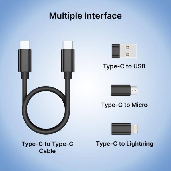pTron Nexo 60W Multifunctional Fast Charging Data Cable Kit w/Conversion Set USB A & Type C to Male Micro/Type C/iOS, Data Transfer, SIM Storage, SIM Eject Pin, Pocket Mirror & Phone Holder (Black)