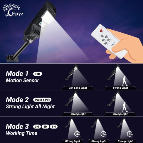 Epyz Plastic 30 Watt Solar Street Light Outdoor With Remote 118 Leds Motion Sensor And Dusk To Dawn For Garden, Street, Lawn [ With Out Pole ] [ Pack Of 1, Cold White Light ]