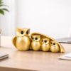 PACKNBUY Owl Family Showpiece Resin Figurine Home Decor for Living Room Table Decor Office Desk Gift Housewarming Vastu Feng Shui Mother Child Set (Owl Family Golden Color)