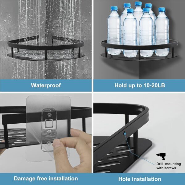 Tringle Aluminum Bathroom Corner Shelf for Wall,rustproof, Nail-Free, No Drilling Organizer Holder, Bathroom Shelf for Wall Stand for Corner Holder, Washroom & Bathroom Accessories (Pack of 2)