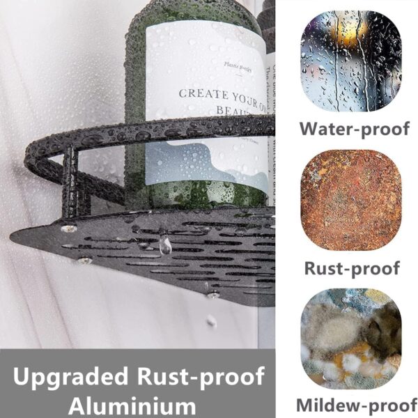 Tringle Aluminum Bathroom Corner Shelf for Wall,rustproof, Nail-Free, No Drilling Organizer Holder, Bathroom Shelf for Wall Stand for Corner Holder, Washroom & Bathroom Accessories (Pack of 2)