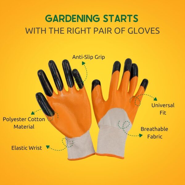 Zamia Gardening Gloves for Beginners | Flexible, Thorn-Proof, Anti-Slip & Reusable | Heavy Duty for Home Use | Orange