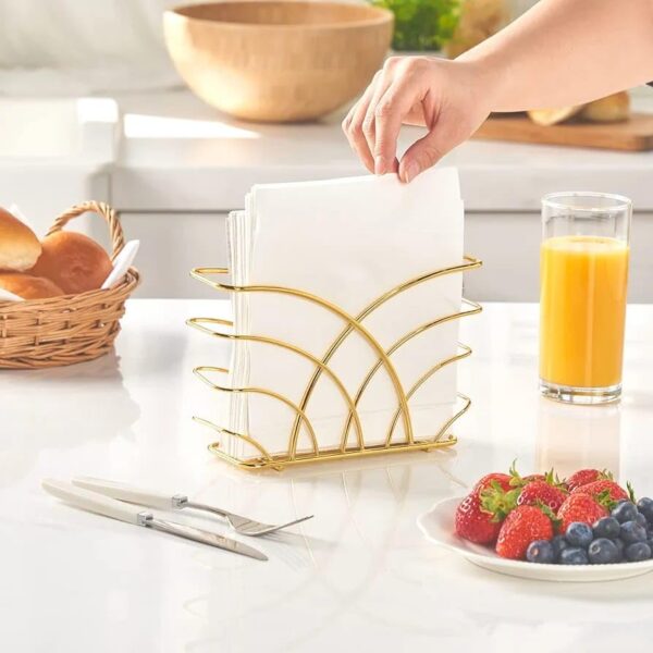 1774524649_Modern-Napkin-Holder-for-Dining-Table-and-Kitchen-Tissue-Paper-Stand-for-Home-Decor-Restaurant-Dispenser-Organizer-Gold.jpg Modern Napkin Holder for Dining Table and Kitchen - Tissue Paper Stand for Home Décor, Restaurant, Dispenser Organizer (Gold)