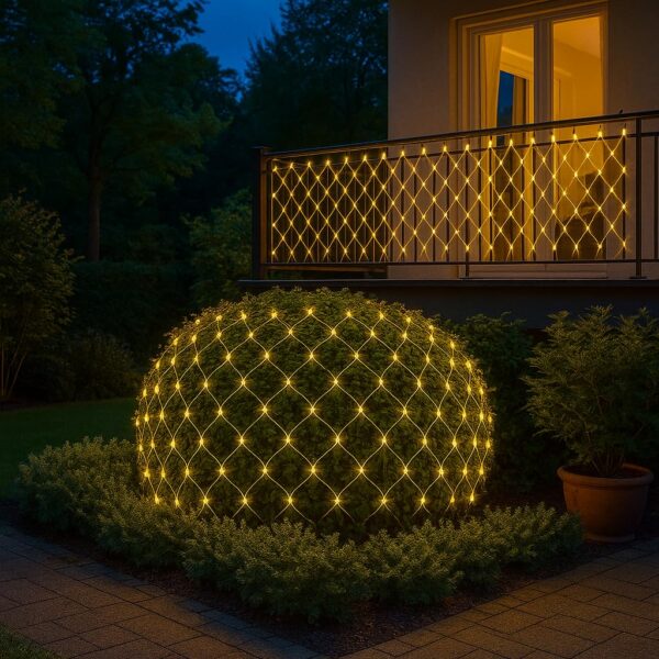 Gesto Net Mesh Lights – 200 LED Warm White Waterproof Serial String Lights with Remote & 8 Modes | Mesh Curtain Lights for Balcony,Garden,Patio,Indoor Outdoor, Diwali Decoration & Christmas (6 x 6 Ft)