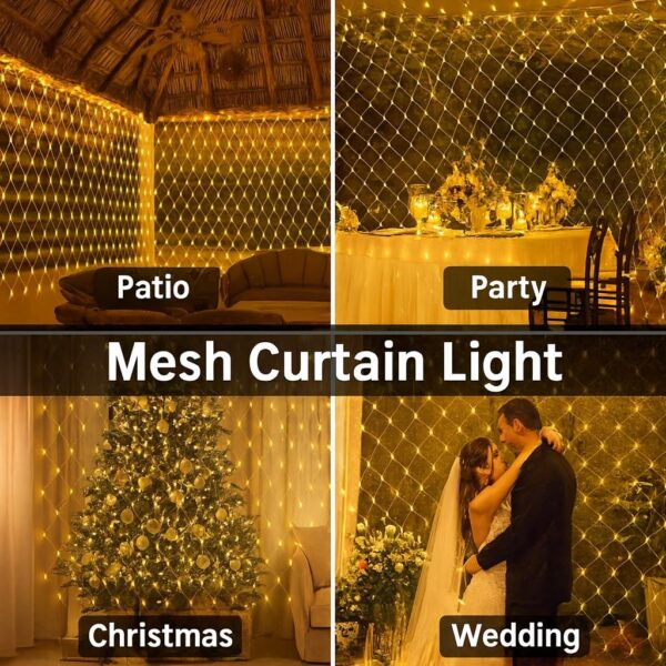 Gesto Net Mesh Lights – 200 LED Warm White Waterproof Serial String Lights with Remote & 8 Modes | Mesh Curtain Lights for Balcony,Garden,Patio,Indoor Outdoor, Diwali Decoration & Christmas (6 x 6 Ft)