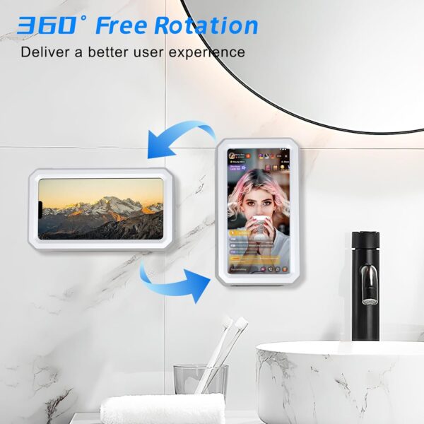1774532450_Shower-Phone-Holder-Waterproof-Multi-Angle-Adjustable-Wall-Mounted-Phone-Holder-for-Bathroom-Bathtub-Kitchen-Mirror-Compatible-with-All-4-7-Smartphones.jpg Shower Phone Holder Waterproof, Multi-Angle Adjustable Wall Mounted Phone Holder for Bathroom Bathtub Kitchen Mirror, Compatible with All 4-7" Smartphones