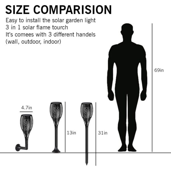 Epyz Solar Light Outdoor Waterproof Flickering Flame Mashaal Lamp 96 Led Auto On/Off for Yard Garden Party and Festival Decoration [ Pack of 2, Warm Yellow ], ABS Plastic