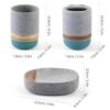 Crox Ceramic Bathroom Accessories Set (4 Pieces) – Soap Dispenser, Toothbrush Holder, Tumbler & Soap Dish | Modern Stone Finish Bathroom Countertop Set